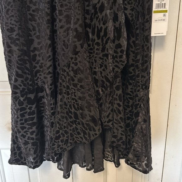 Calvin Klein stunning black womens DRESS mock wrap VELVET tie at side S… - Picture 14 of 16